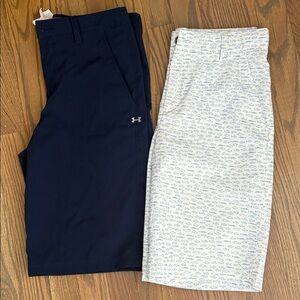 Under Armour Boys Dark Blue and Garb White Patterned Golf Shorts